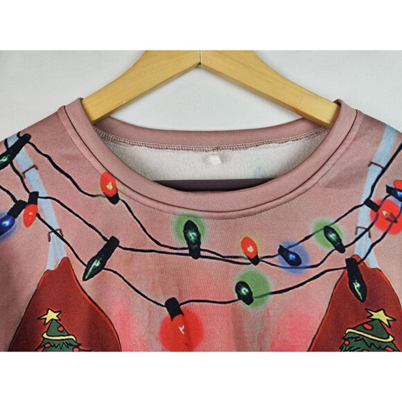 Ugly Christmas Sweatshirt Womens Size 3XL Real Boob Chest Tattoos Holiday Top - Picture 2 of 12